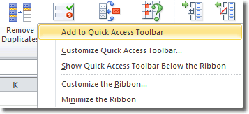 Add to Quick Access Toolbar