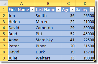 Converting To A Table In Excel 2010