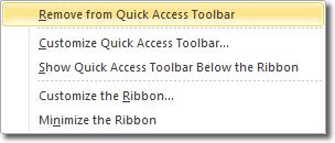 Remove From Quick Access Toolbar