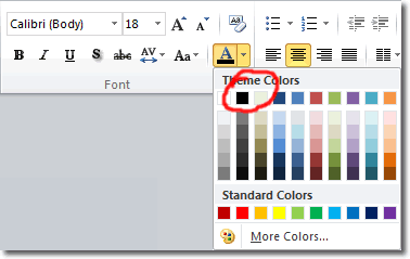 Black Font Colour