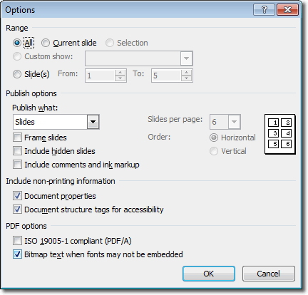 PDF Options In PowerPoint