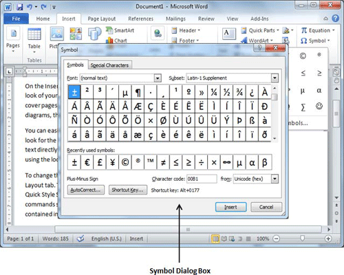 Symbol Dialog