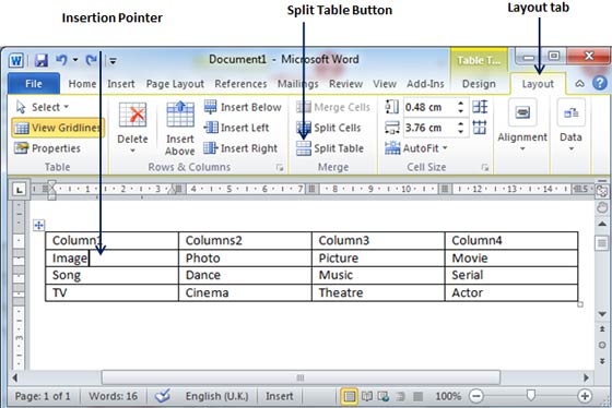 Split a Table