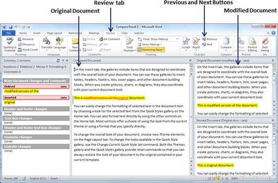 Word Compare Documents