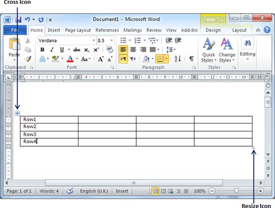 Resize a Table